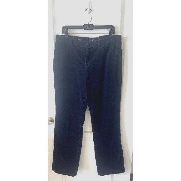 TALBOTS SIGNATURE Boot Womens Size 14 Navy Blue STRETCH VELOUR PANTS Inseam 32" - Picture 1 of 5